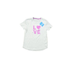 NEW DSG Girls L Athletic Fit Love Graphic Crew Neck Tee Heather Grey